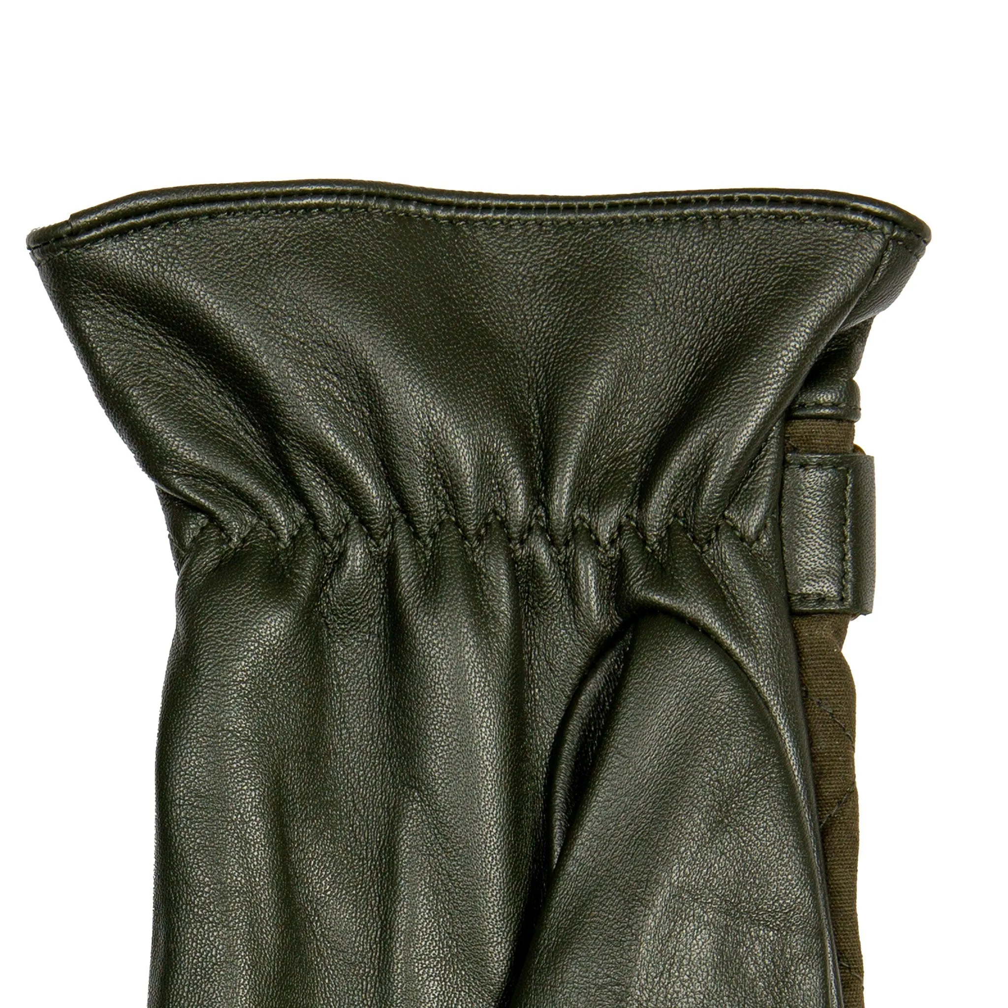 Men's Touchscreen Water-Resistant Lined Leather Gloves with Waxed Cotton Quilting