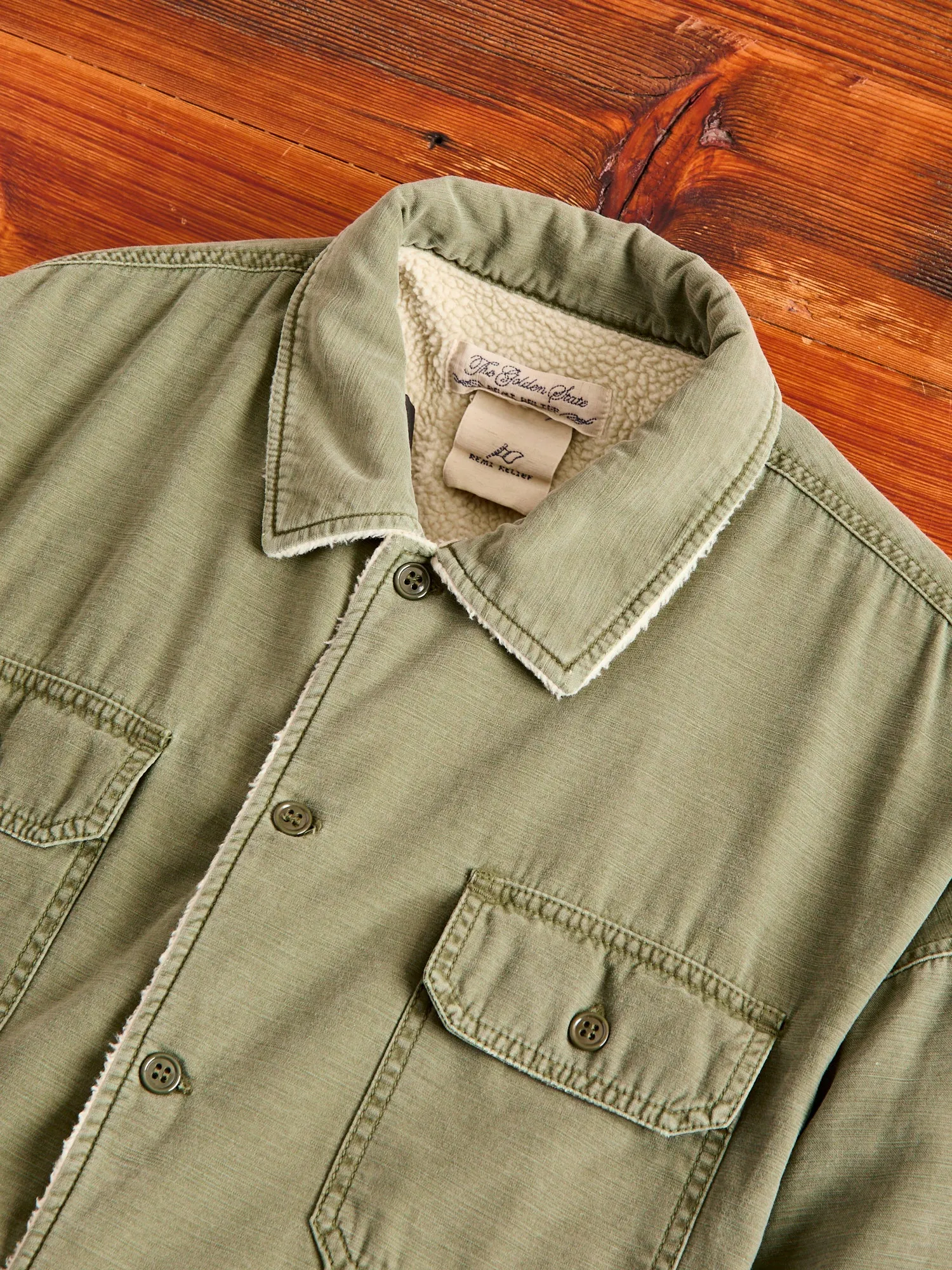 Military Boa Shirt Jacket in Khaki