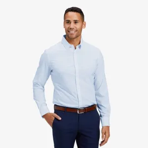 MIZZEN MAIN: Leeward Light Blue Solid Dress Shirt- Trim Fit