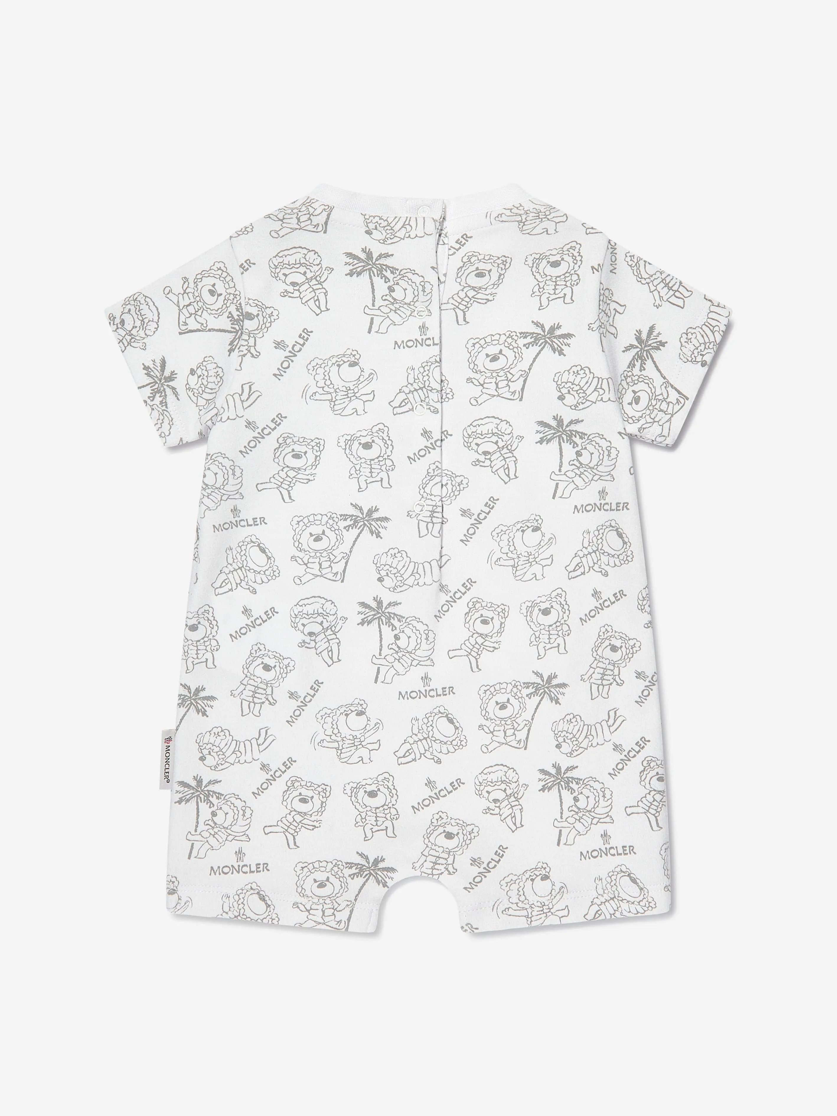 Moncler Enfant Baby Bear Logo Romper in White