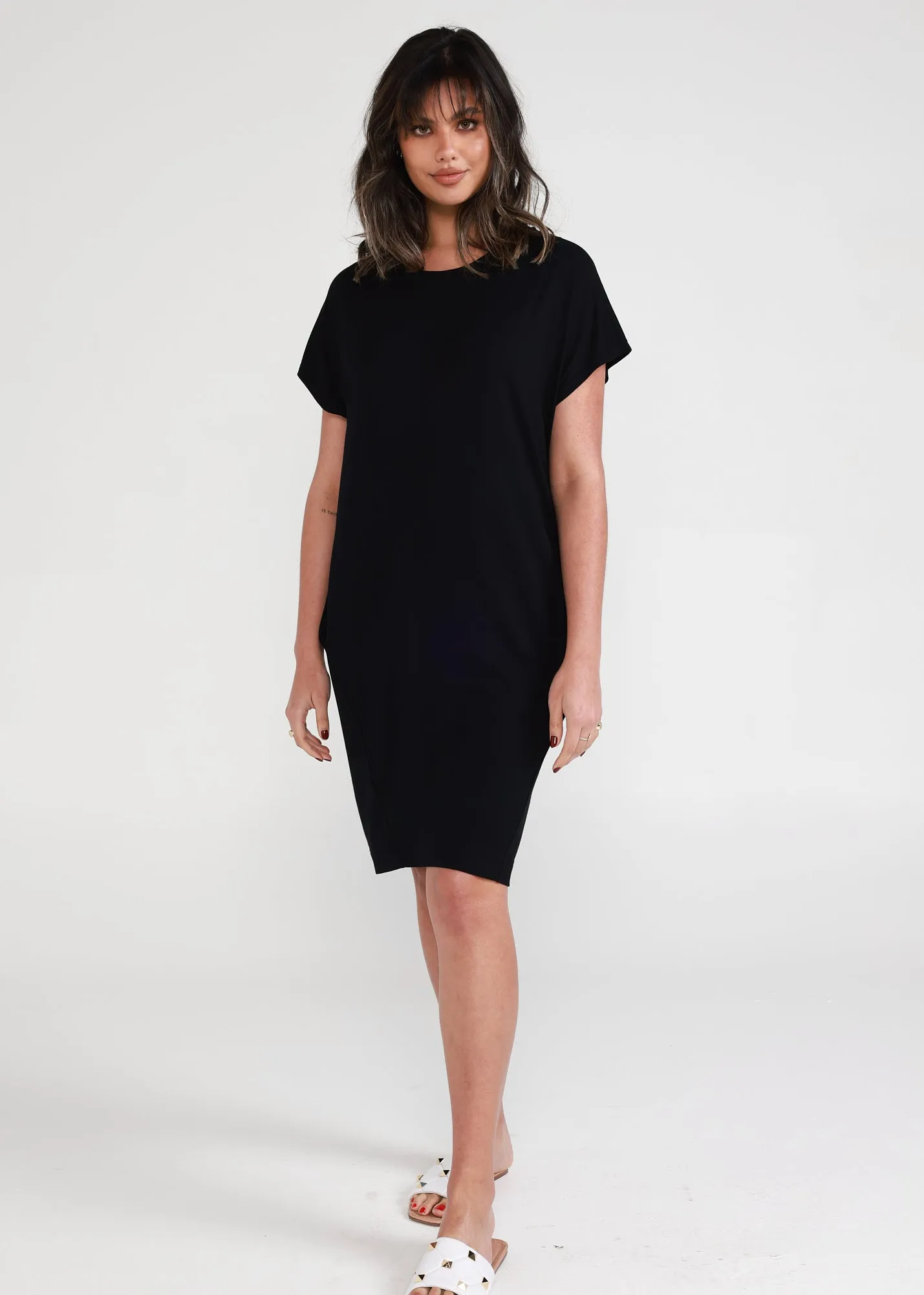 Nicks Bamboo Short Sleeve T-Shirt Dress - Black