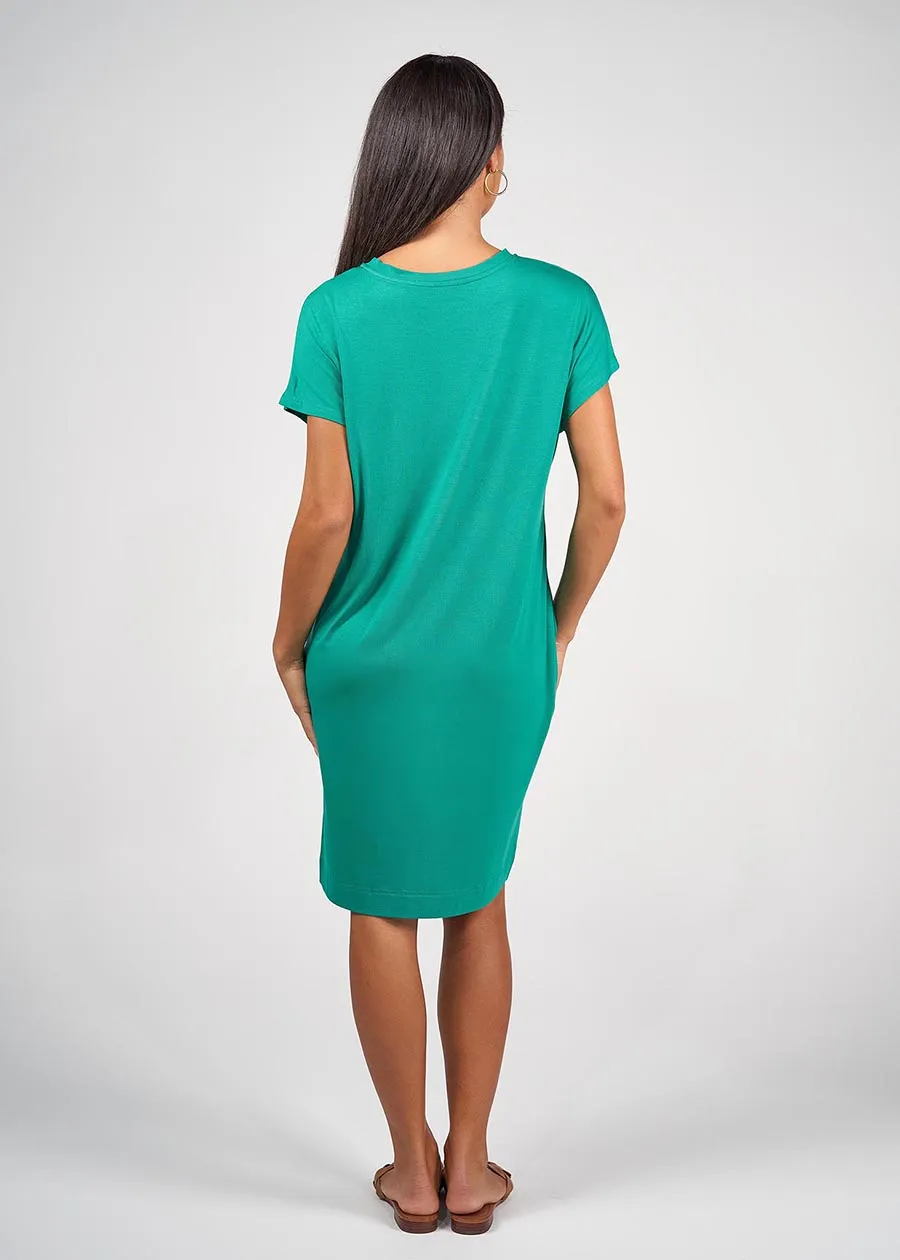 Nicks Bamboo Short Sleeve T-Shirt Dress - Emerald Green