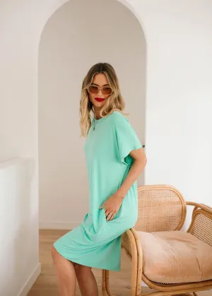 Nicks Bamboo Short Sleeve T-Shirt Dress - Mint