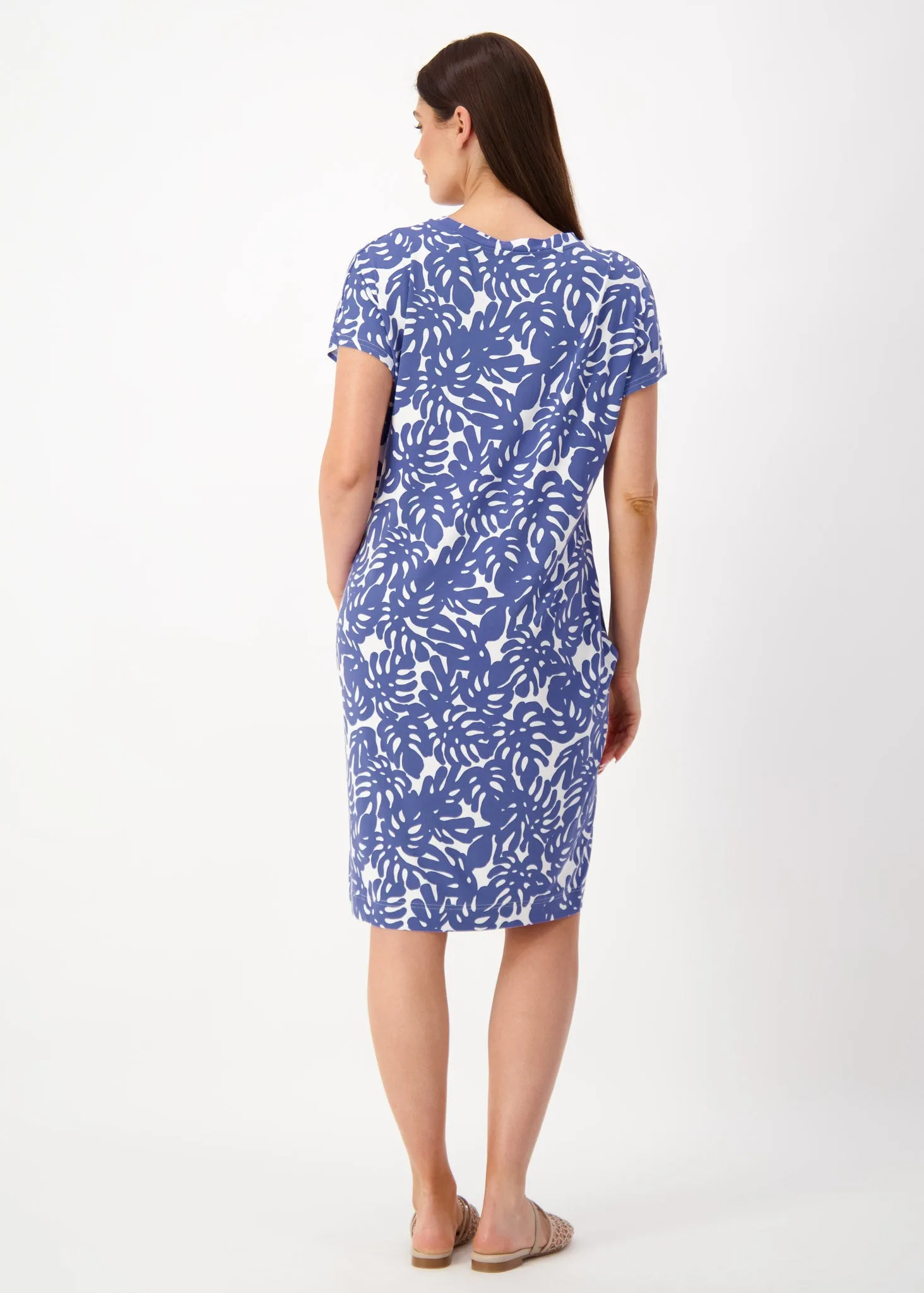 Nicks Bamboo Short Sleeve T-Shirt Dress - Palm Leaf