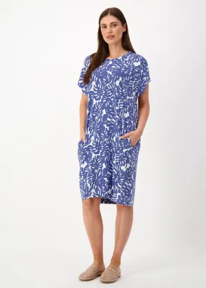 Nicks Bamboo Short Sleeve T-Shirt Dress - Palm Leaf