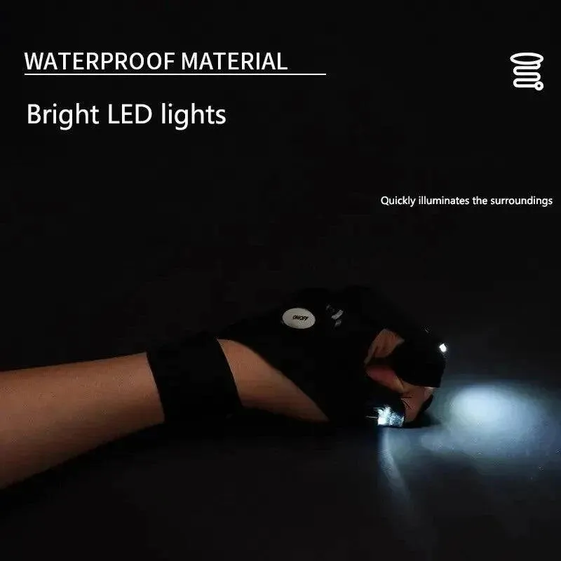 Night Light Fingerless Glove Waterproof Led Fishing Gloves Camping Hiking Survival Rescue Multi Light Tool Outdoor Tool