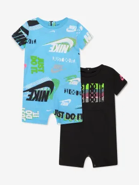 Nike Baby Boys 2 Pack Romper Set in Black