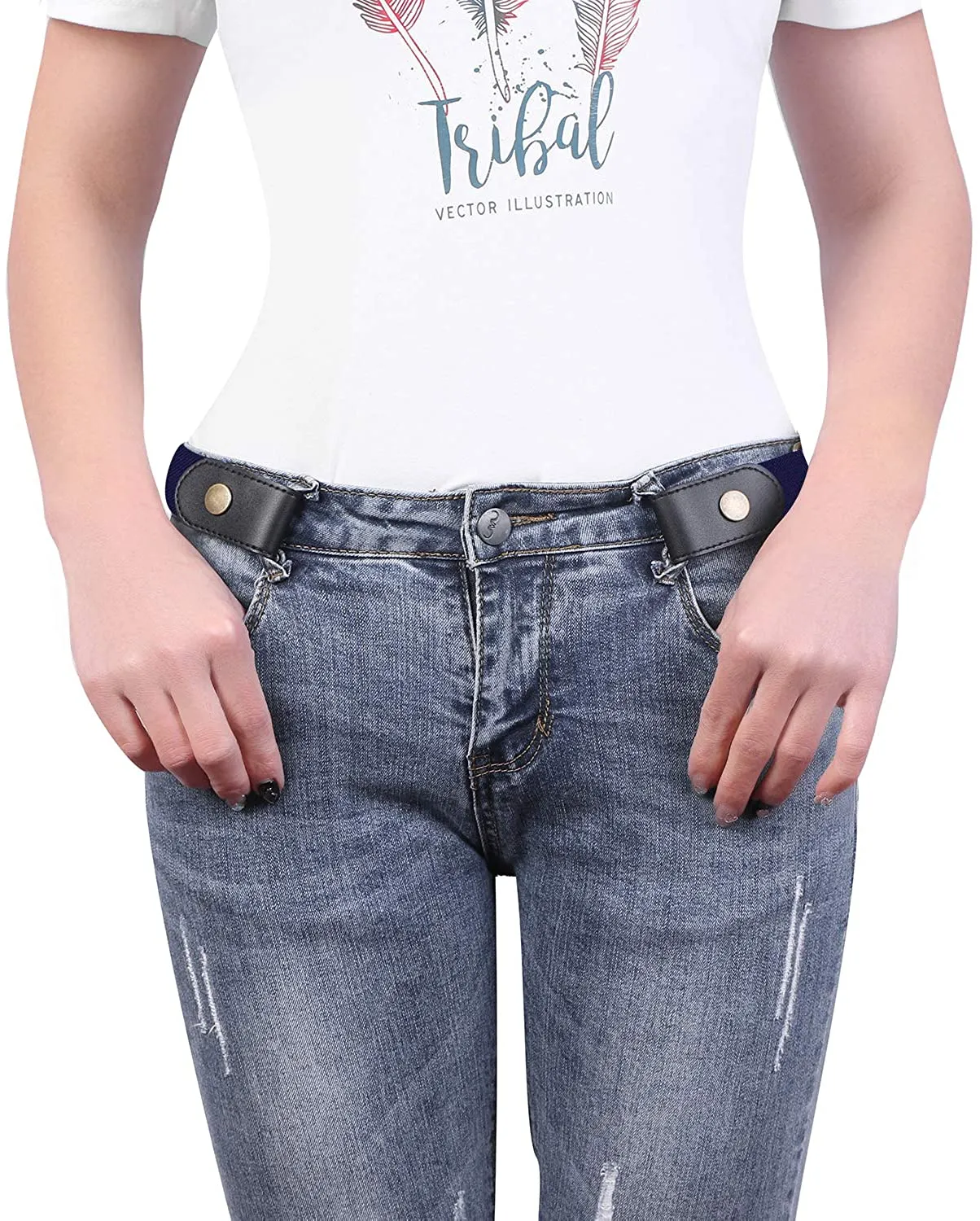 No Buckle Stretch Belt for Jeans, Invisible Elastic Adjustable Waist Belt