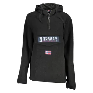 Norway 1963 Elegant Black Half Zip Hooded Sweatshirt