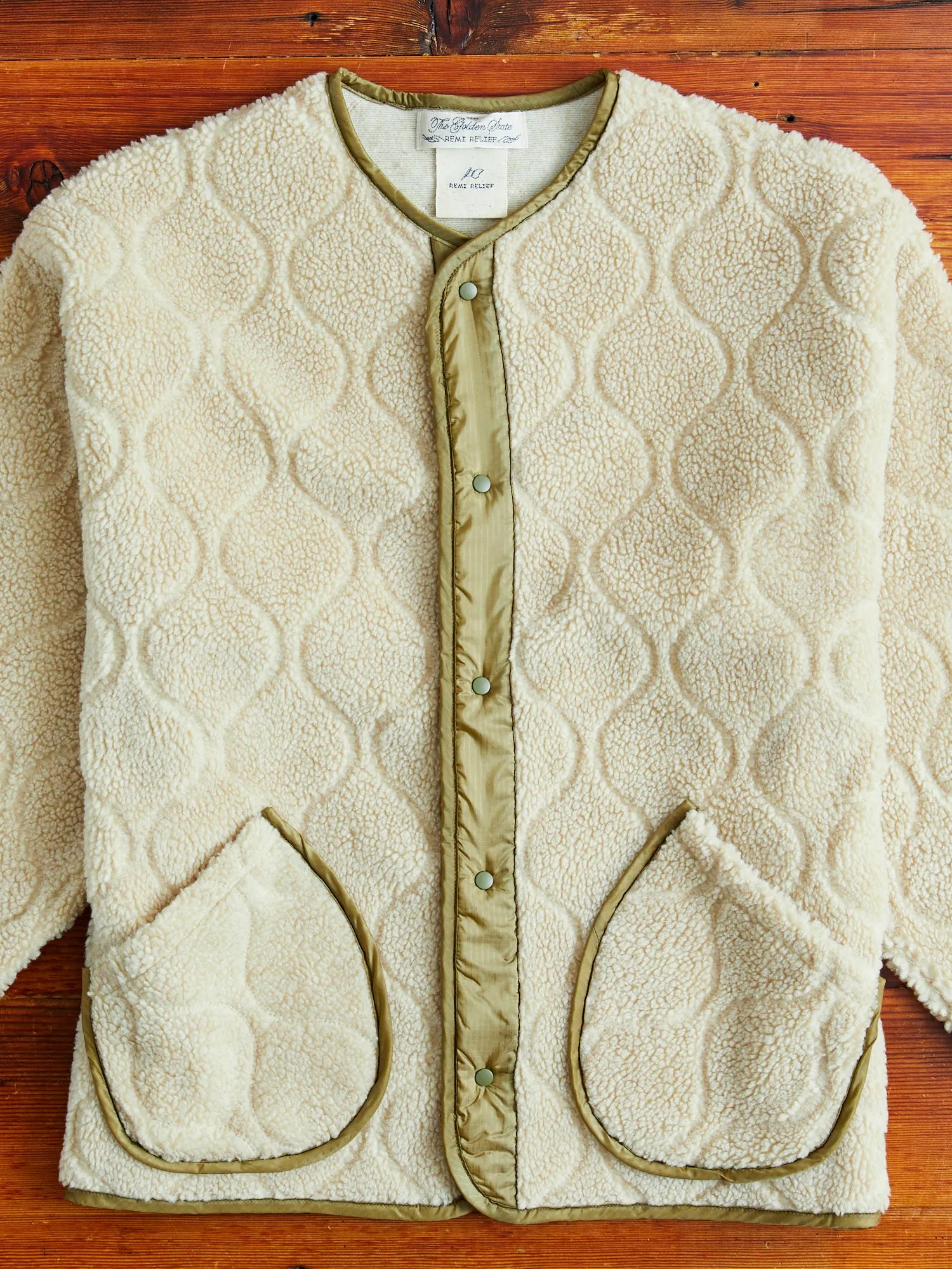 Nylon Rip Boa Jacket in Beige