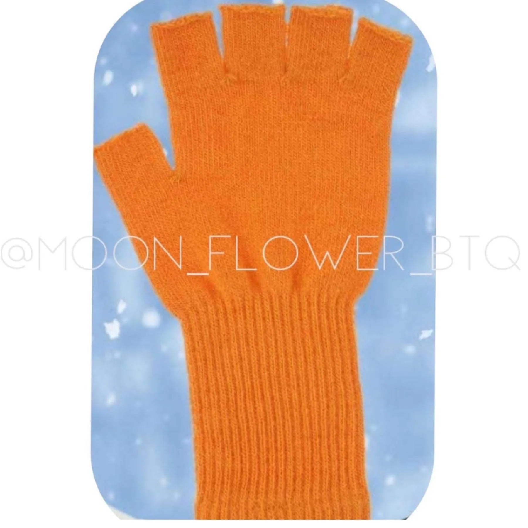 Orange Stretchy Fingerless Winter Gloves