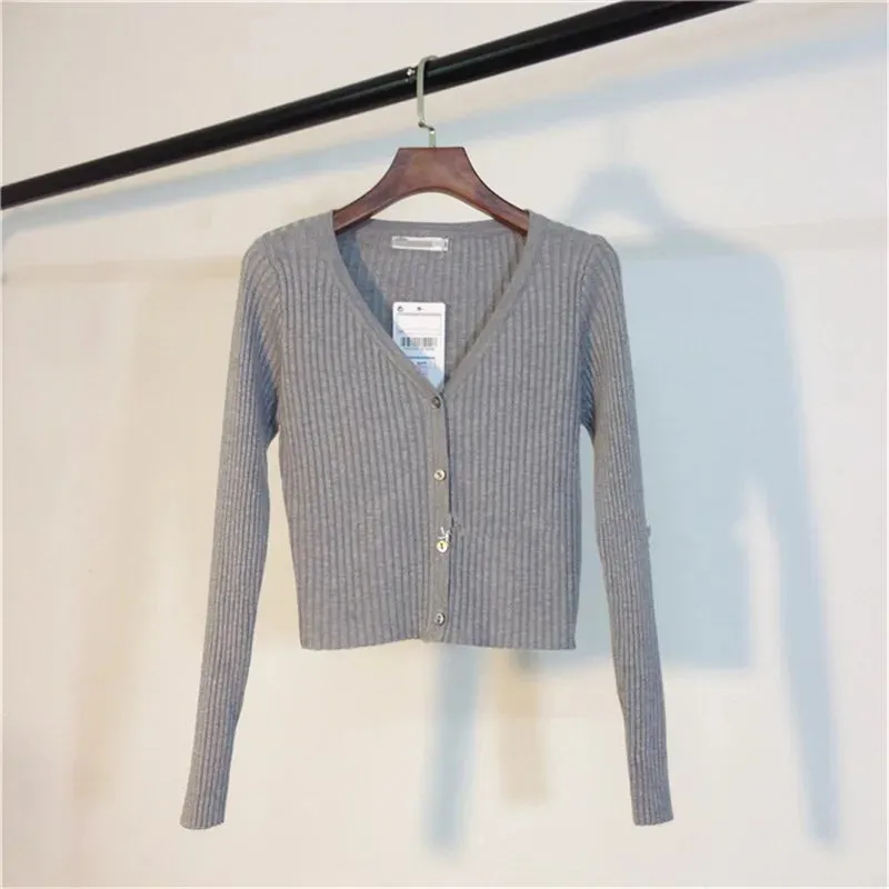 Patchwork Long Sleeve Buttoned Knitted Sweater