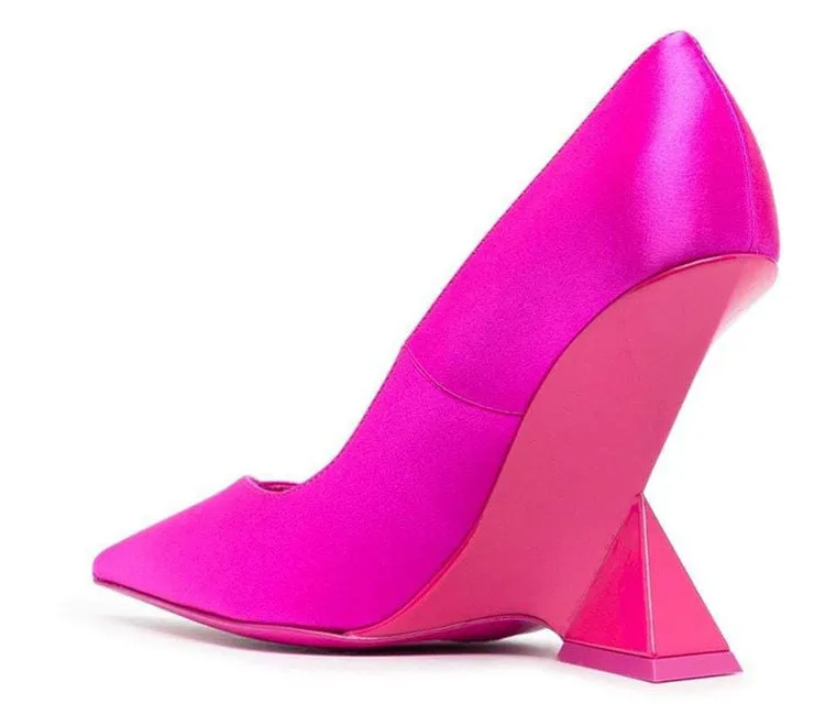 Patent Leather Pointed Toe Strange Heel Shoes