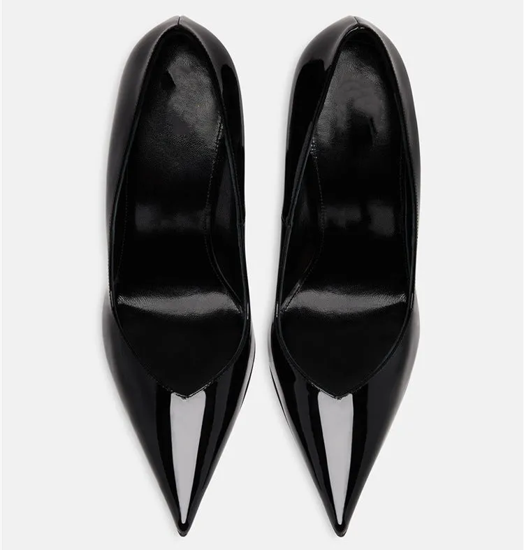 Patent Leather Pointed Toe Strange Heel Shoes