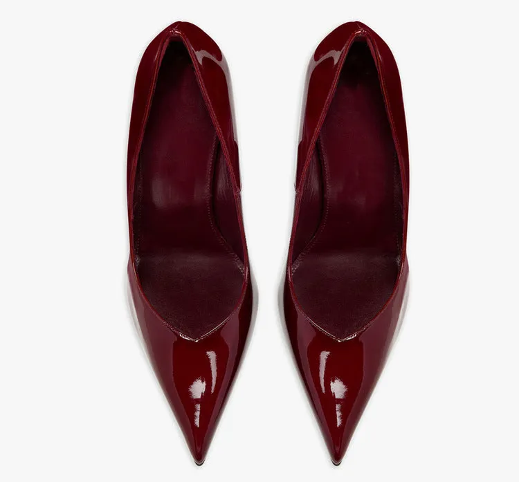 Patent Leather Pointed Toe Strange Heel Shoes