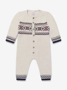 Paz Rodriguez Baby Knitted Romper in Beige