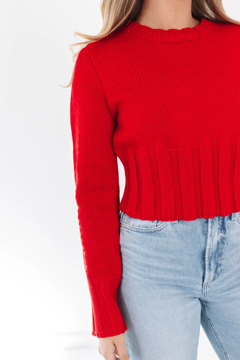 Peace And Joy Cropped Sweater - Red