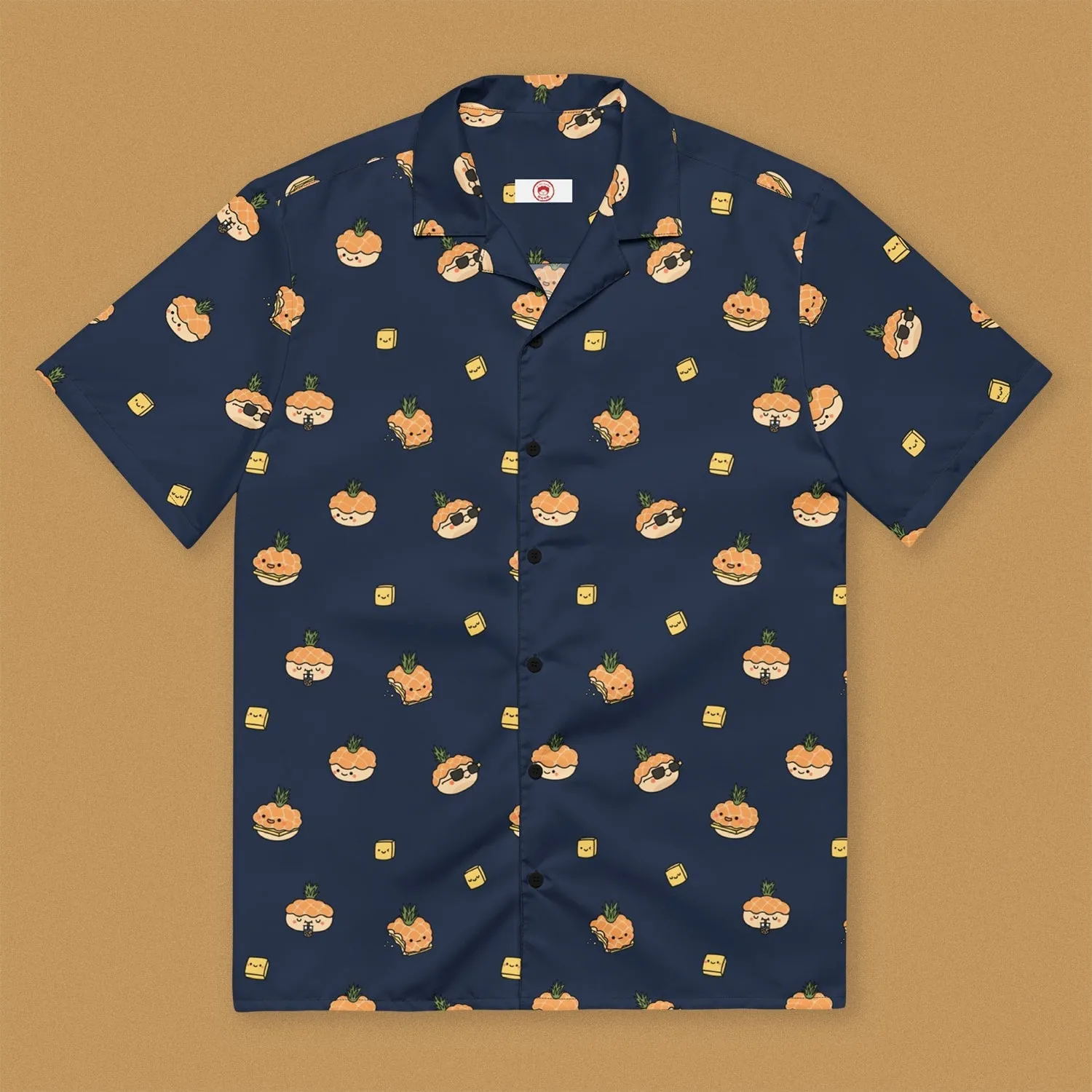 Pineapple Bun Short Sleeve Button Up Shirt (Oversized)
