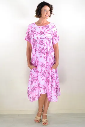 Pink Petals Midi Tunic Dress