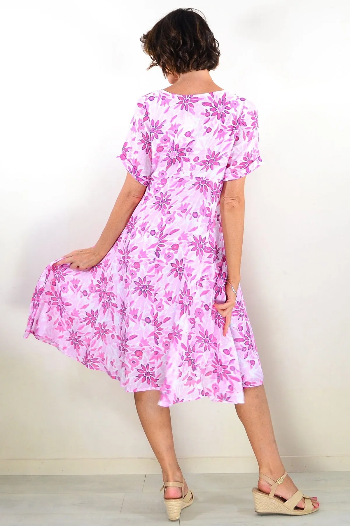 Pink Petals Midi Tunic Dress