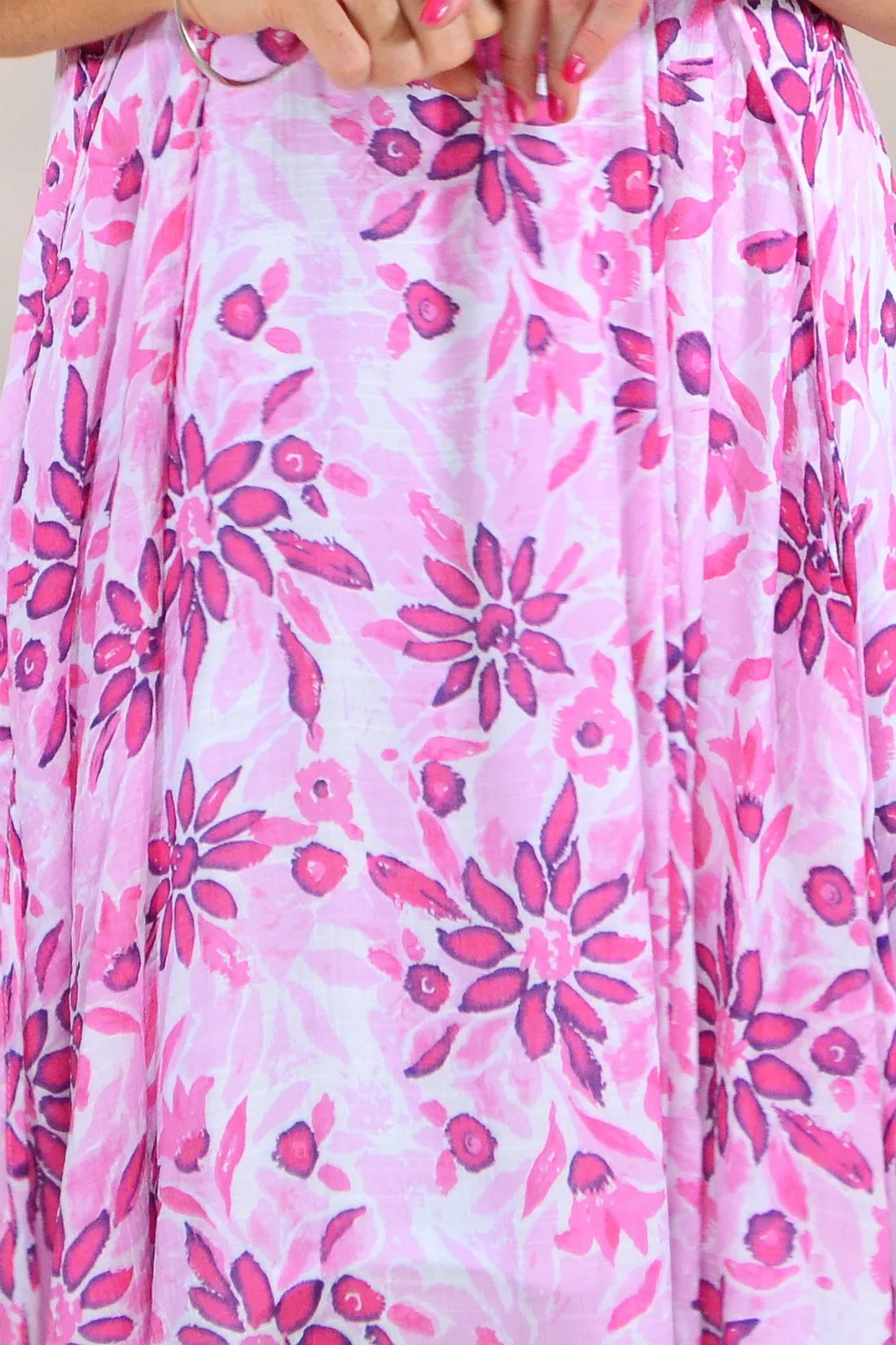 Pink Petals Midi Tunic Dress