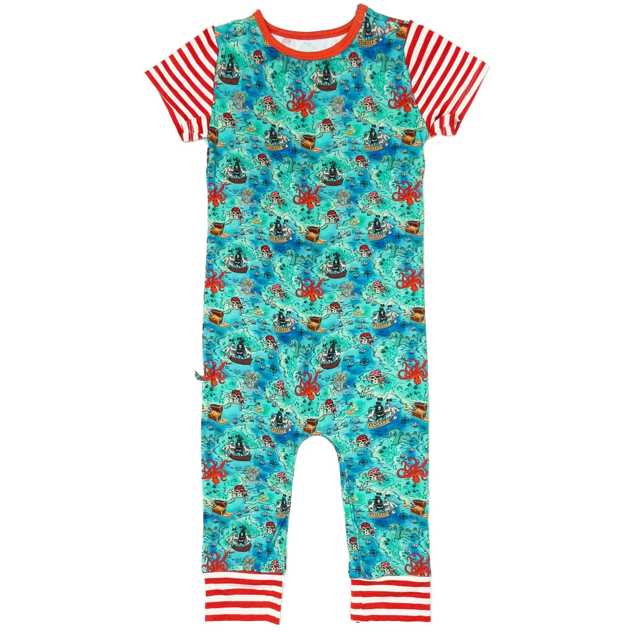 Pirate High Seas Treasure Map Romper with Side Zipper (0-3T)