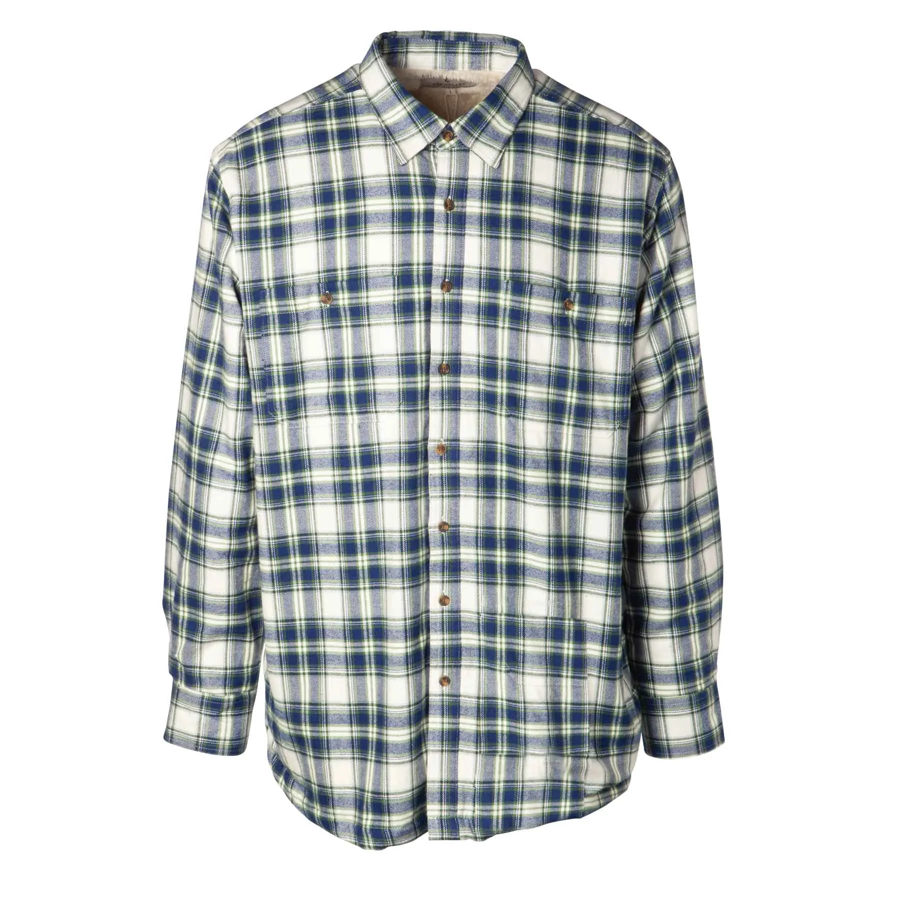 Plaid Fleece Lined Shirt- Green and Blue