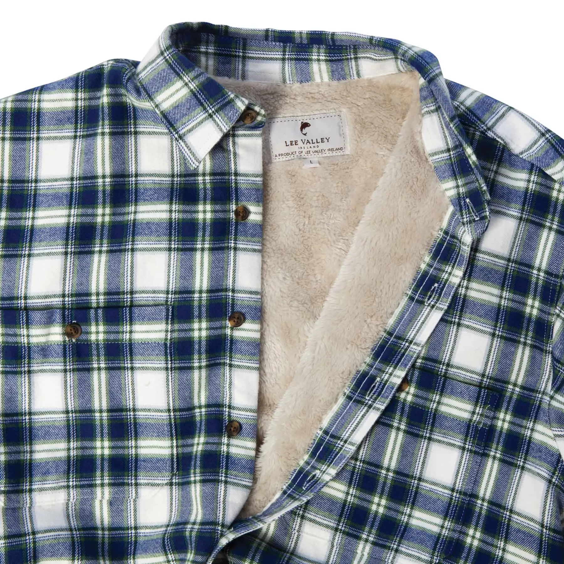 Plaid Fleece Lined Shirt- Green and Blue