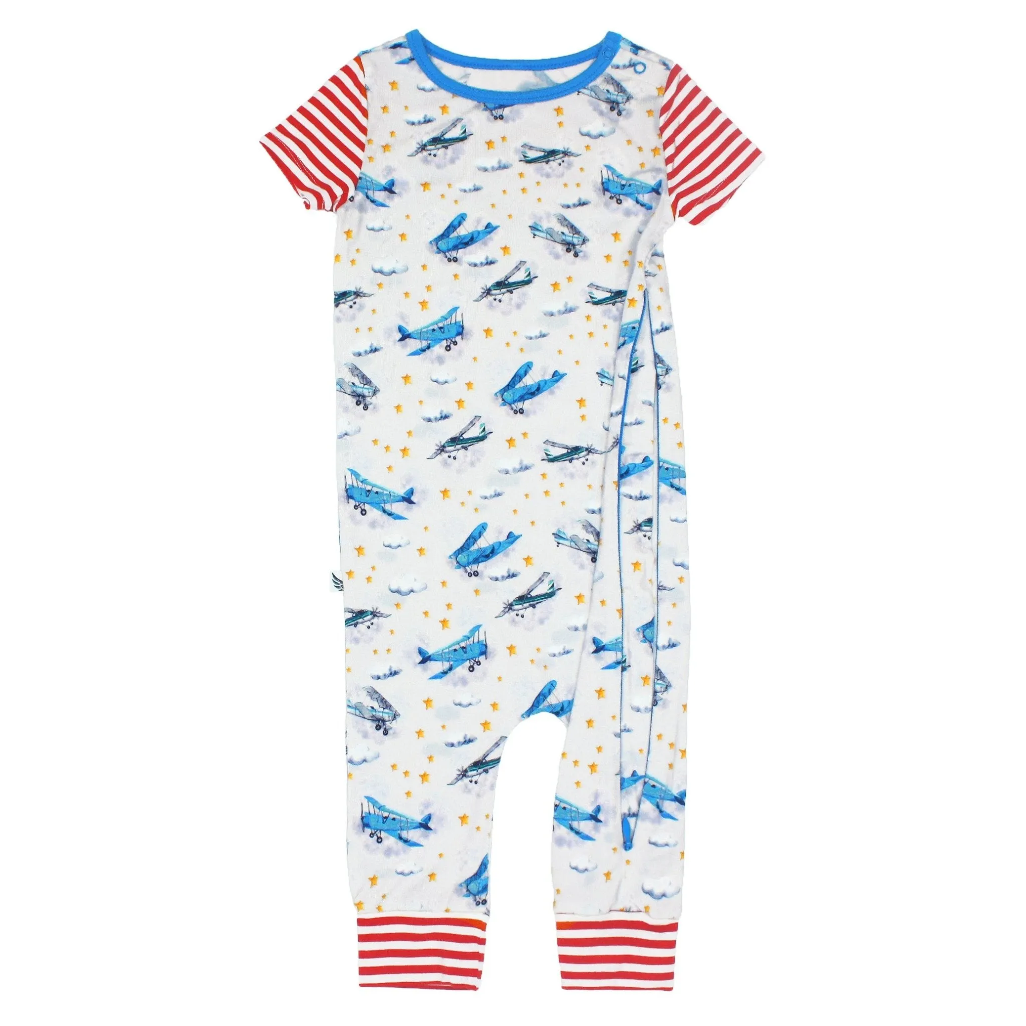 Planes Flying on Cloud 9 Romper with Side Zipper (0-3T)