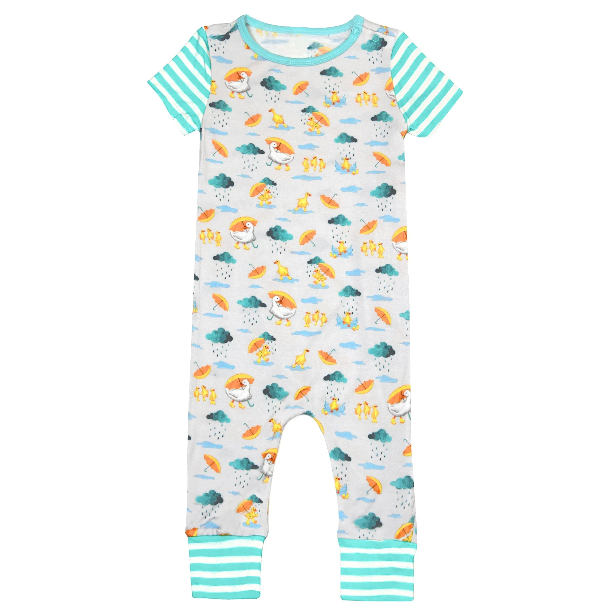 Playing in the Rain Duckies Romper with Side Zipper (0-3T)