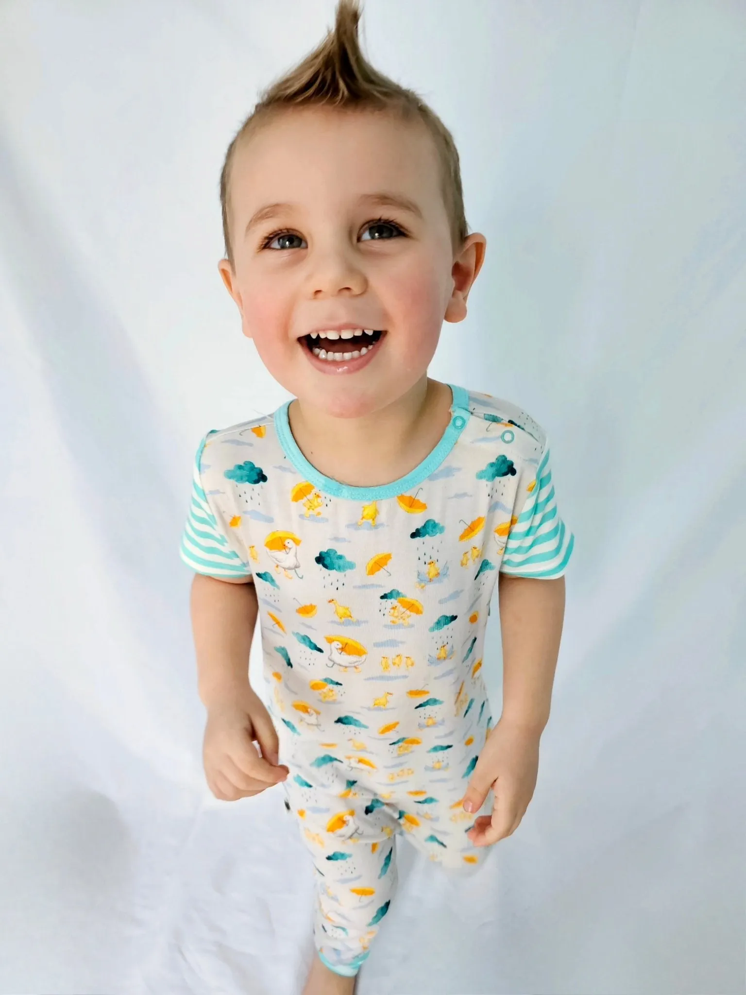 Playing in the Rain Duckies Romper with Side Zipper (0-3T)