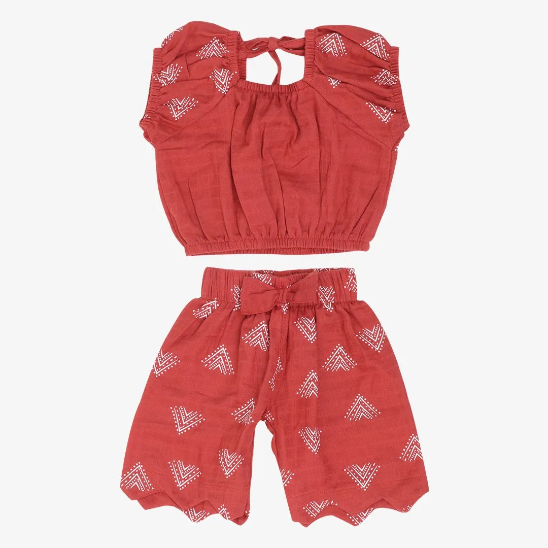 Puffed Co-ord sets for kids - Crimson