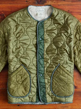 Quilted Boa Liner Jacket in Khaki