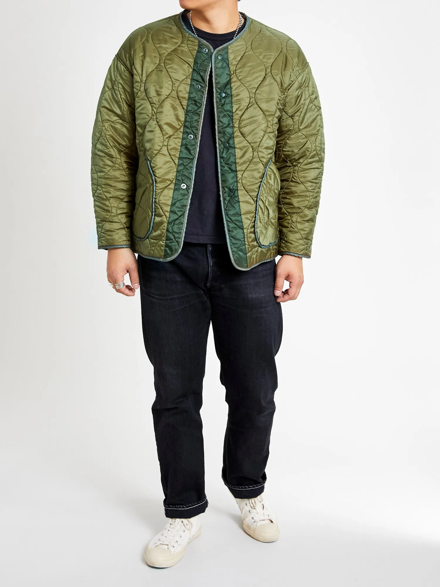 Quilted Boa Liner Jacket in Khaki