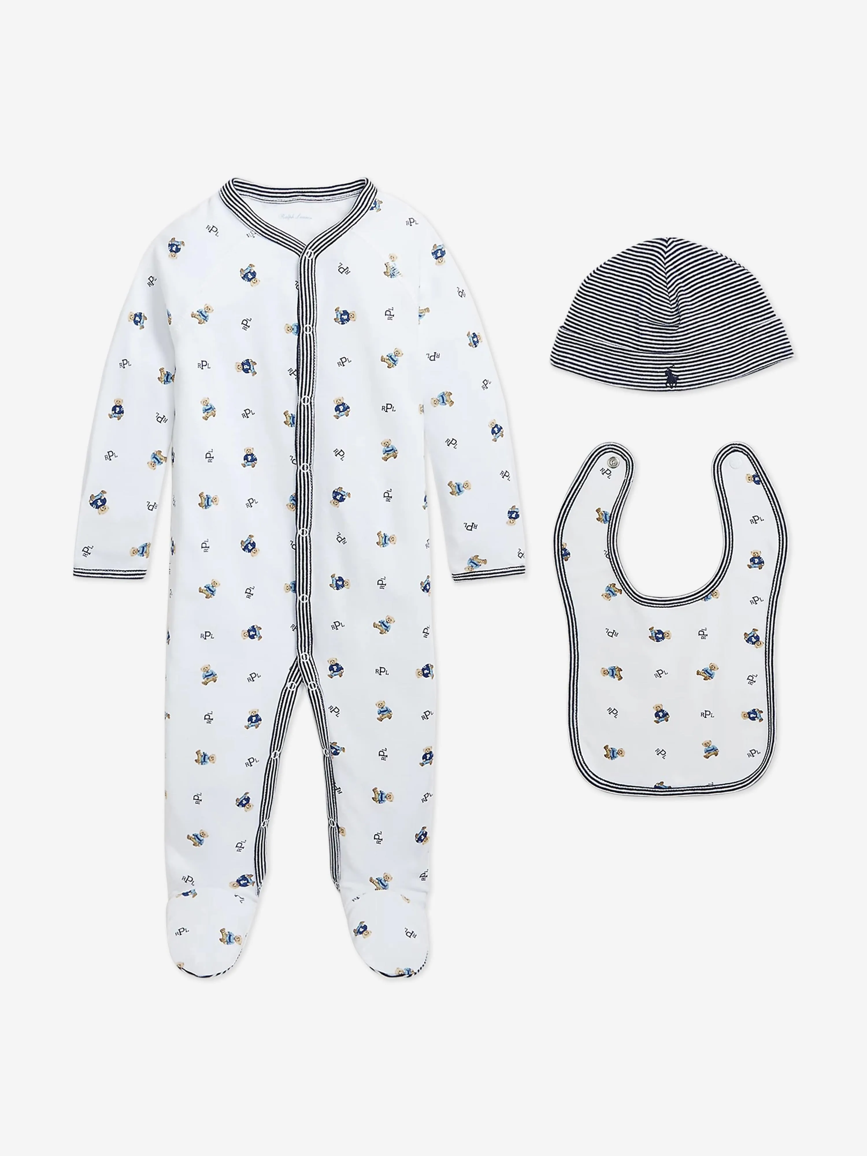 Ralph Lauren Baby Boys 3 Piece Gift Set in White