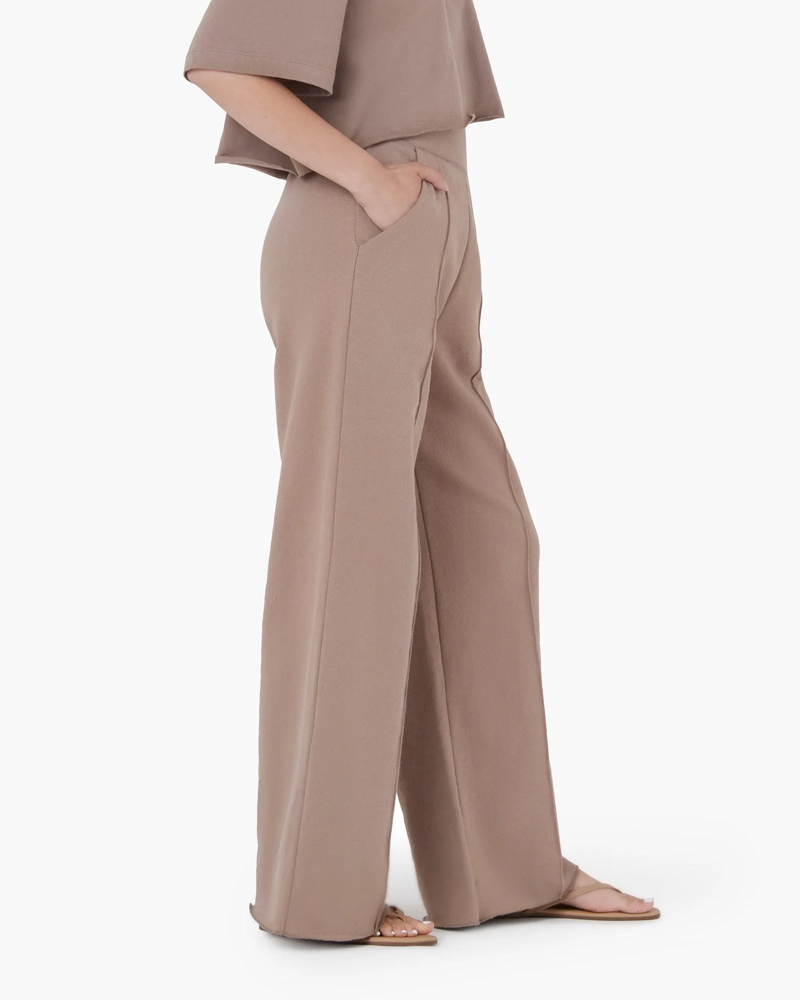 Raw Edge Wide Leg Pant - Earthen