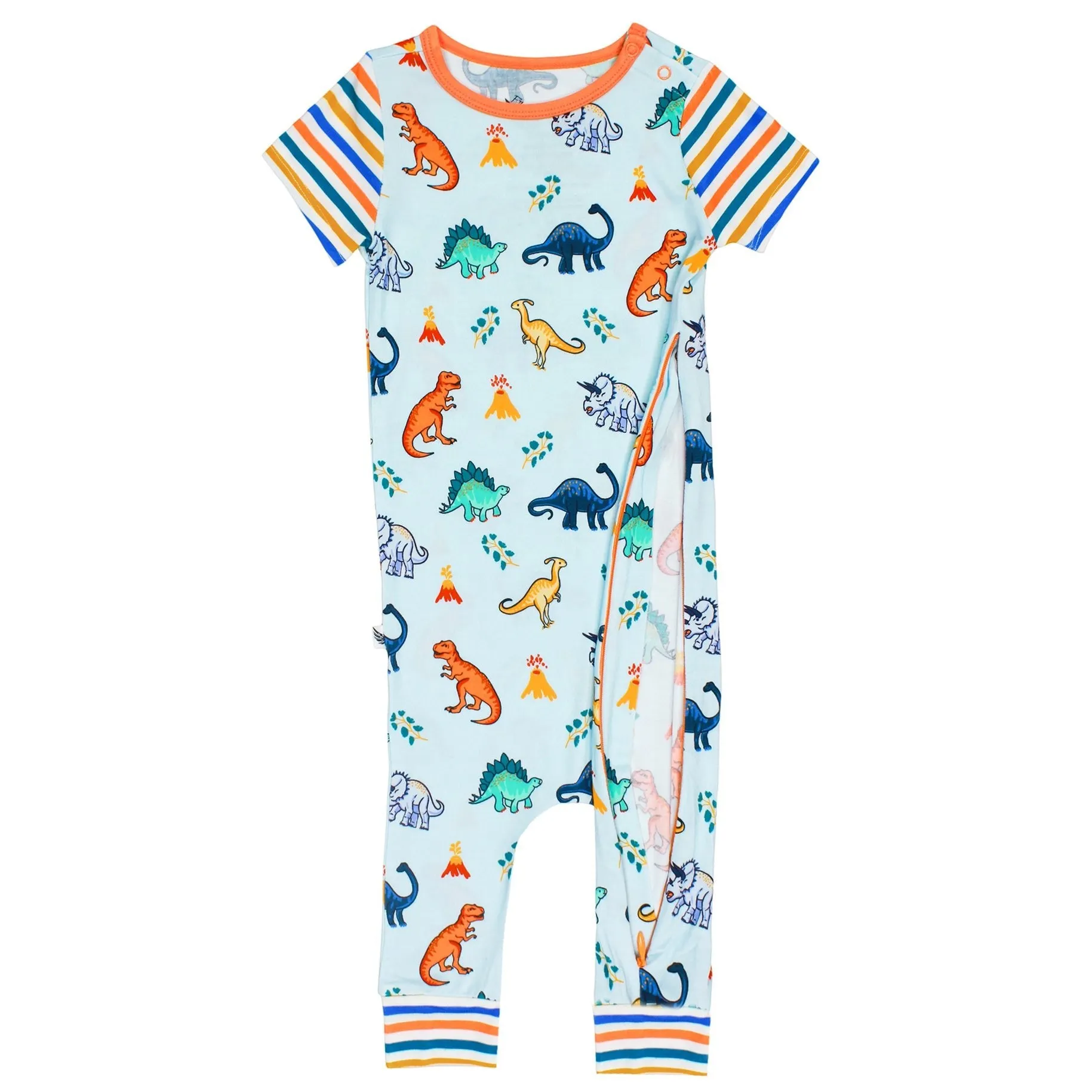 Rawr Your World Dinos & Volcanos Romper with Side Zipper (0-3T)