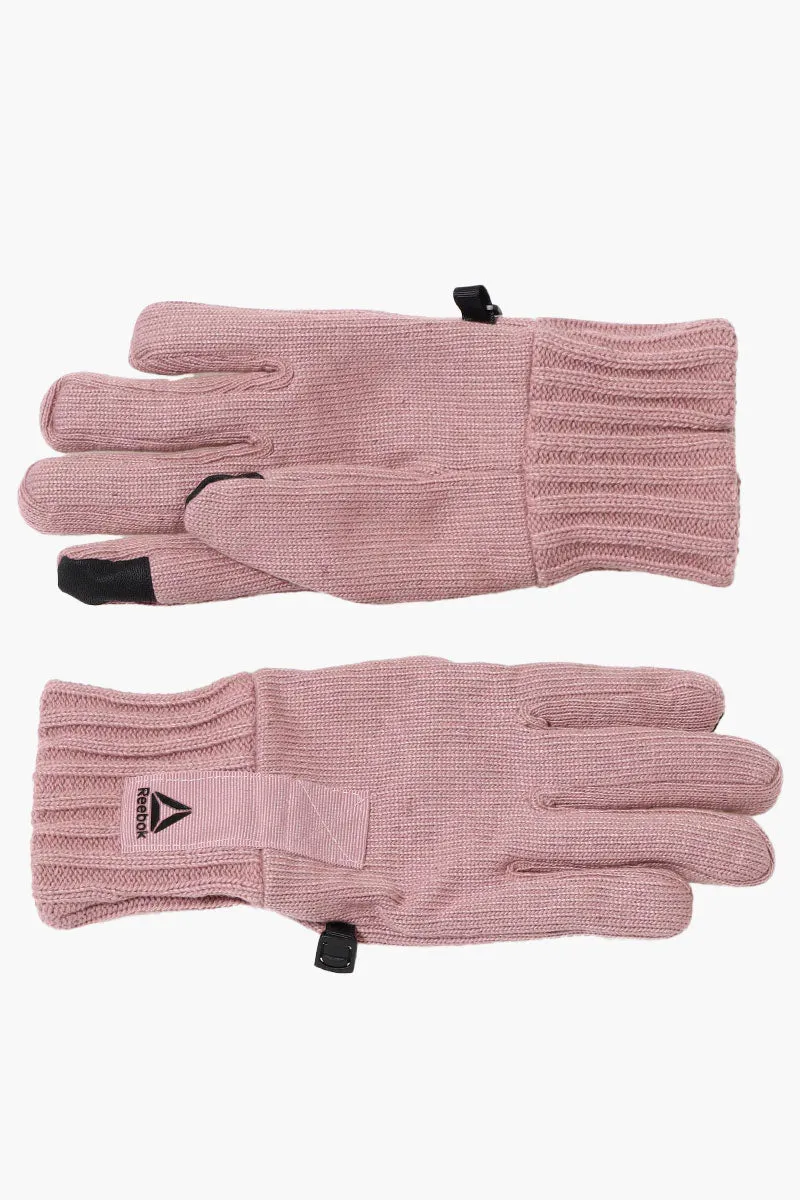 Reebok Ribbed Touch Screen Gloves - Pink