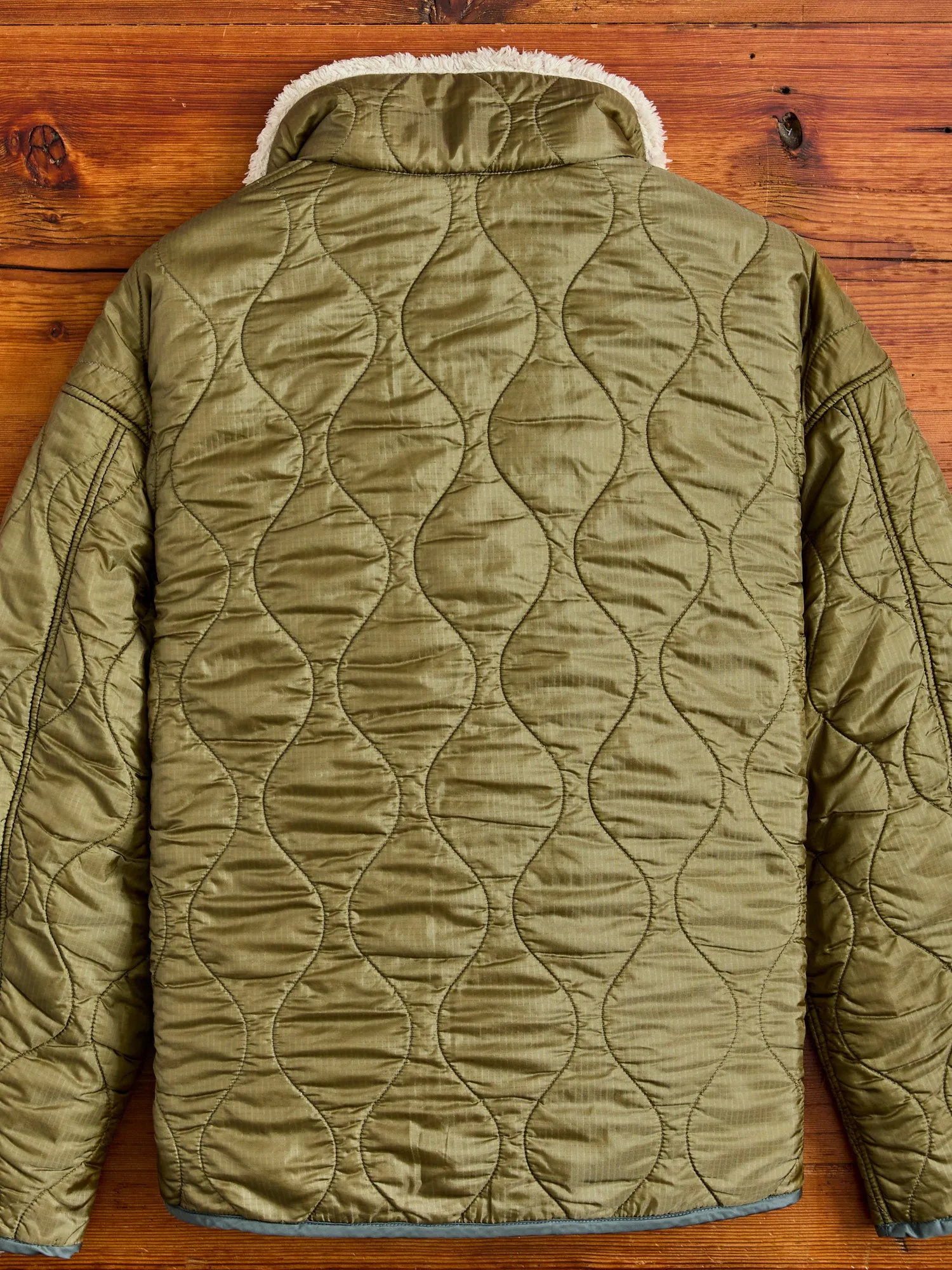 Reversible Nylon Ripstop Boa Liner Jacket in Khaki