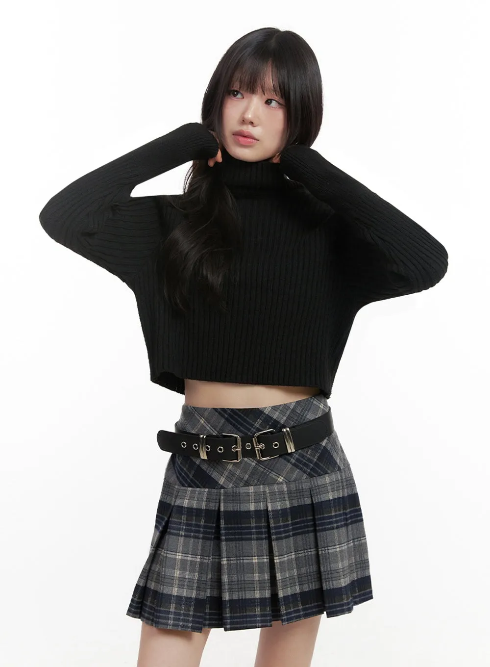 Ribbed Knit Cropped Sweater IN427