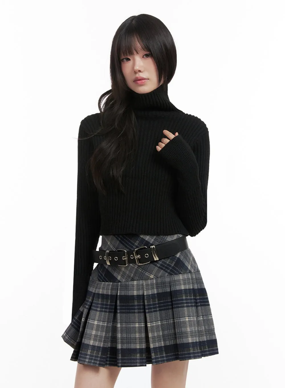 Ribbed Knit Cropped Sweater IN427