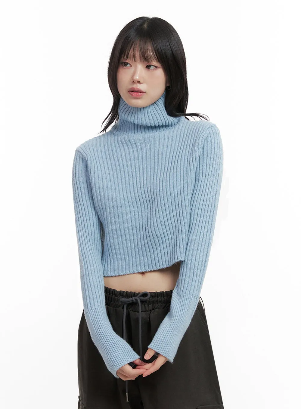 Ribbed Knit Cropped Sweater IN427