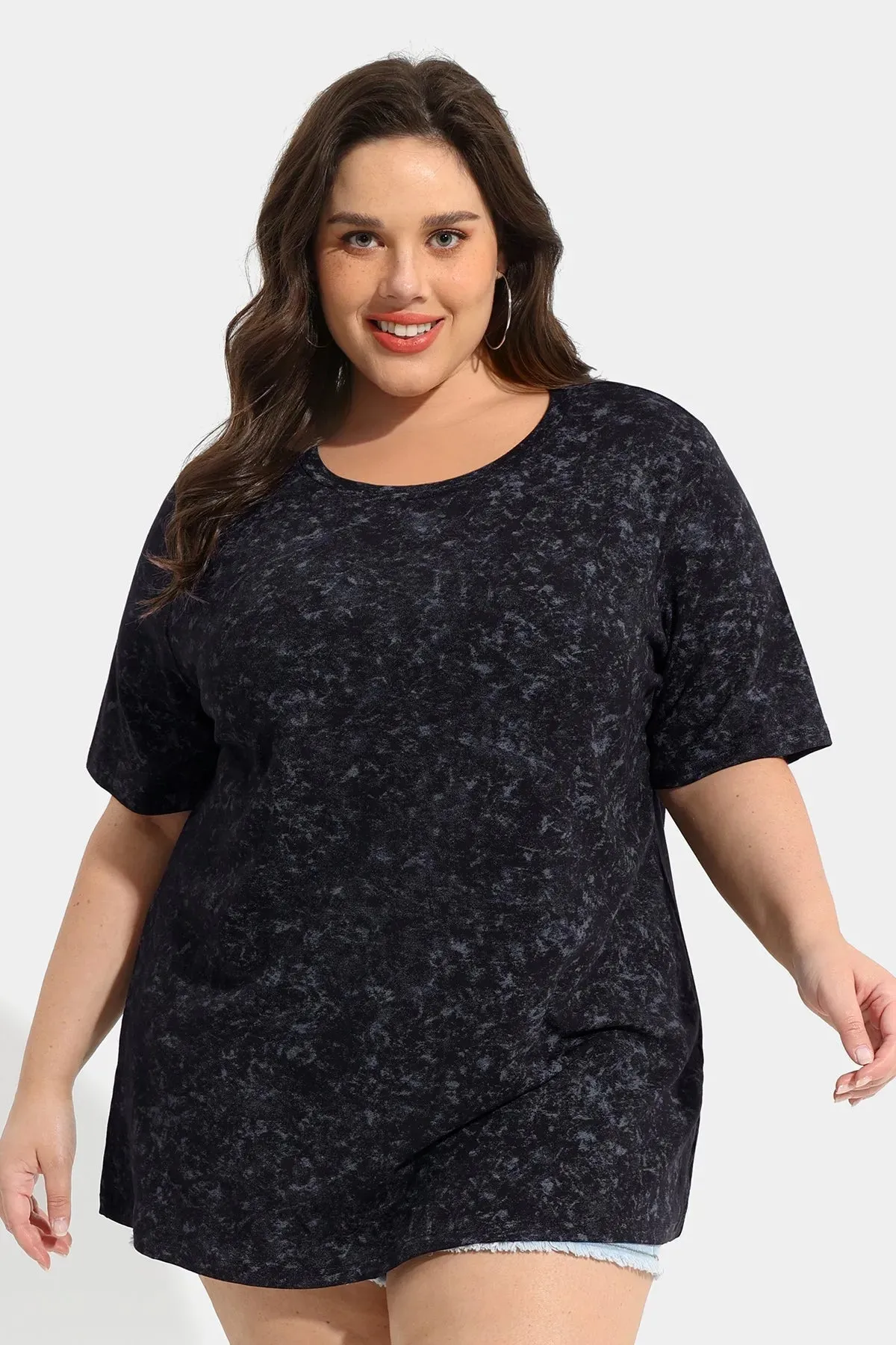 Ritera Tie Dye Black Crewneck Tunic T-Shirt