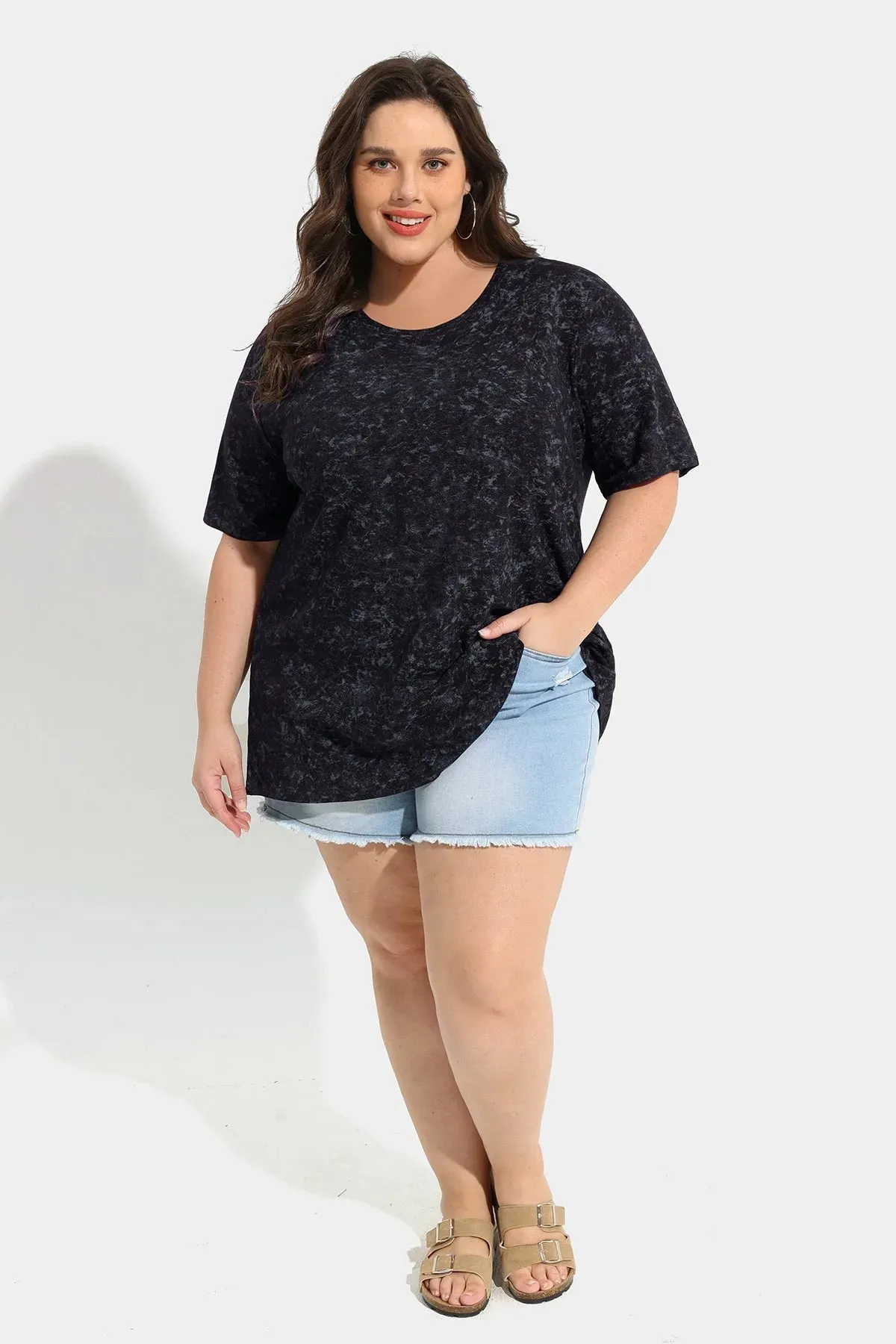 Ritera Tie Dye Black Crewneck Tunic T-Shirt