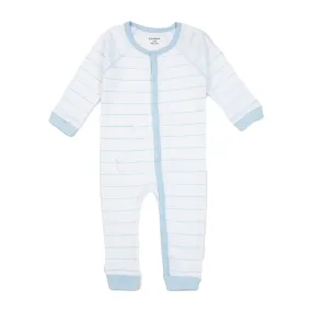 Romper White With Baby Blue - Stripes