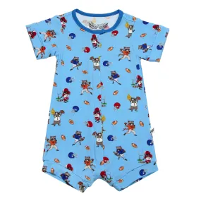 Rookie Raccoon Football Short Two-Way Zippy Romper (0-3T)