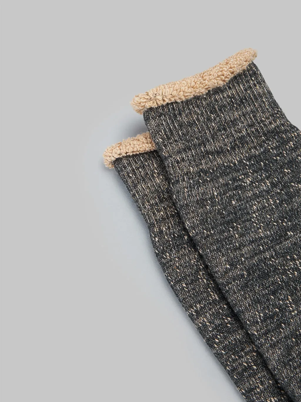 ROTOTO Double Face Crew Socks "Merino Wool & Organic Cotton" Black/Brown