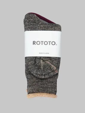 ROTOTO Double Face Crew Socks "Merino Wool & Organic Cotton" Black/Brown