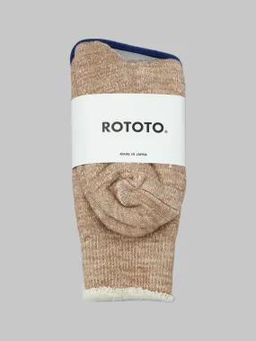 ROTOTO Double Face Crew Socks "Merino Wool & Organic Cotton" Camel