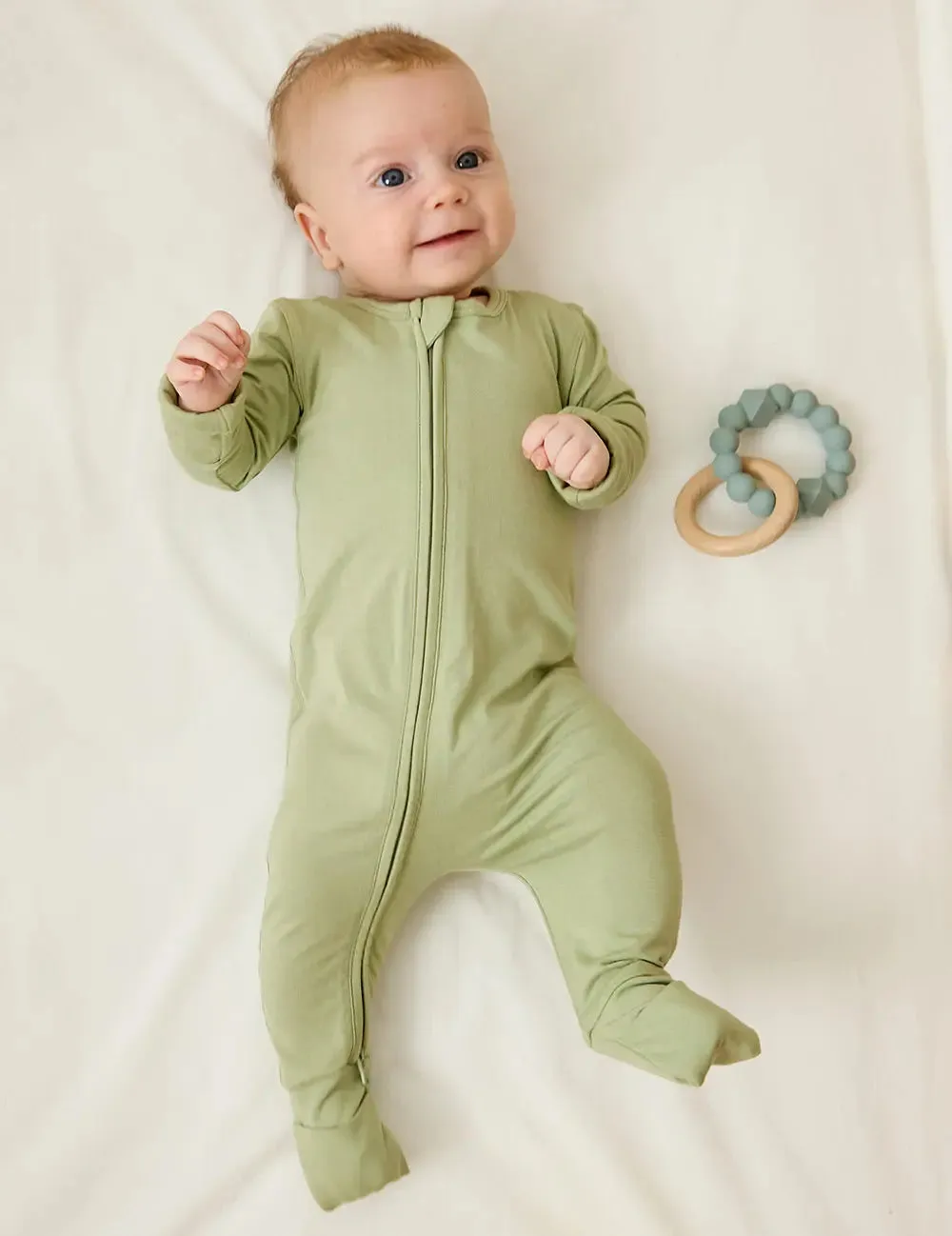 Sage Baby Long Sleeve Bamboo Romper